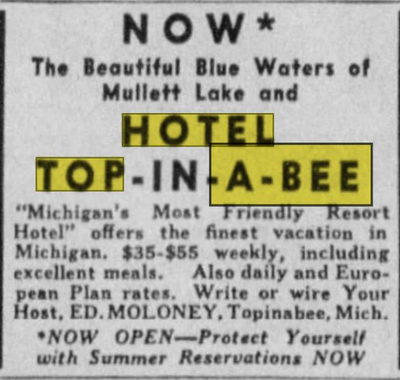 Hotel Top-In-A-Bee - June 1940 Ad